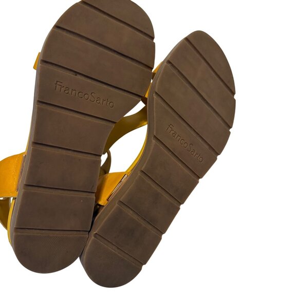 8.5 Womens Franco Sarto Dosha Mustard Gold Yellow Gladiator Sandals Shoes - Picture 10 of 10